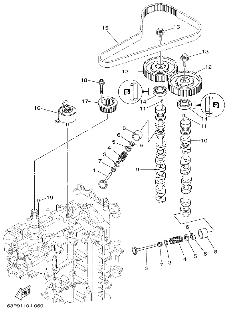 Yamaha F150BET, FL150BET VALVE parts diagram